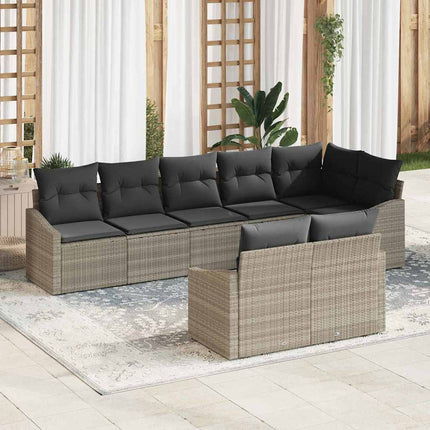 Tuinbankenset Met Kussen 9 Pcs En Licht Grijs Poly Rattan