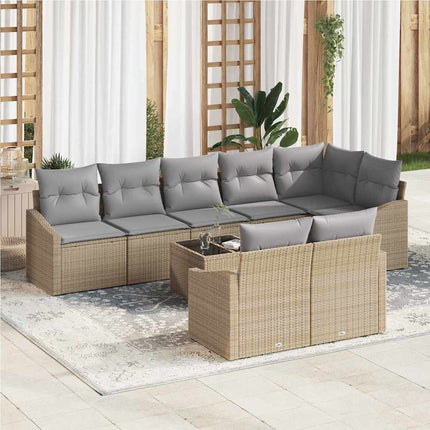 Tuinbankenset Met Kussen 9 Pcs En Licht Grijs Poly Rattan