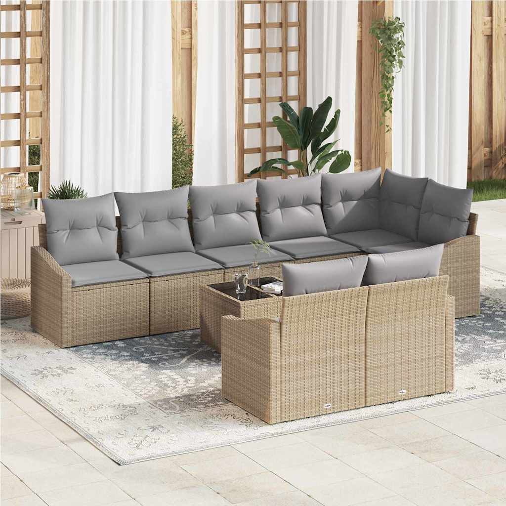 Tuinbankenset Met Kussen 8 Pcs Poly Rattan