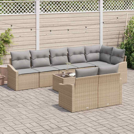 Tuinbankenset Met Kussen 9 Pcs En Licht Grijs Poly Rattan