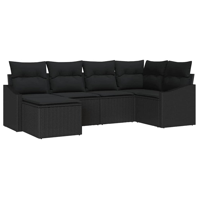 Tuin Eetset 6 Pcs Poly Rattan En Poedergecoat Staal