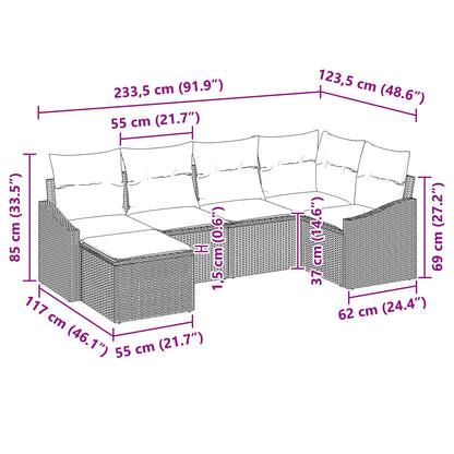 Bankstel Met Kussen 6 Pcs Poly Rattan