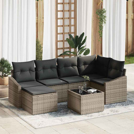 Tuin Eetset 6 Pcs Poly Rattan En Poedergecoat Staal