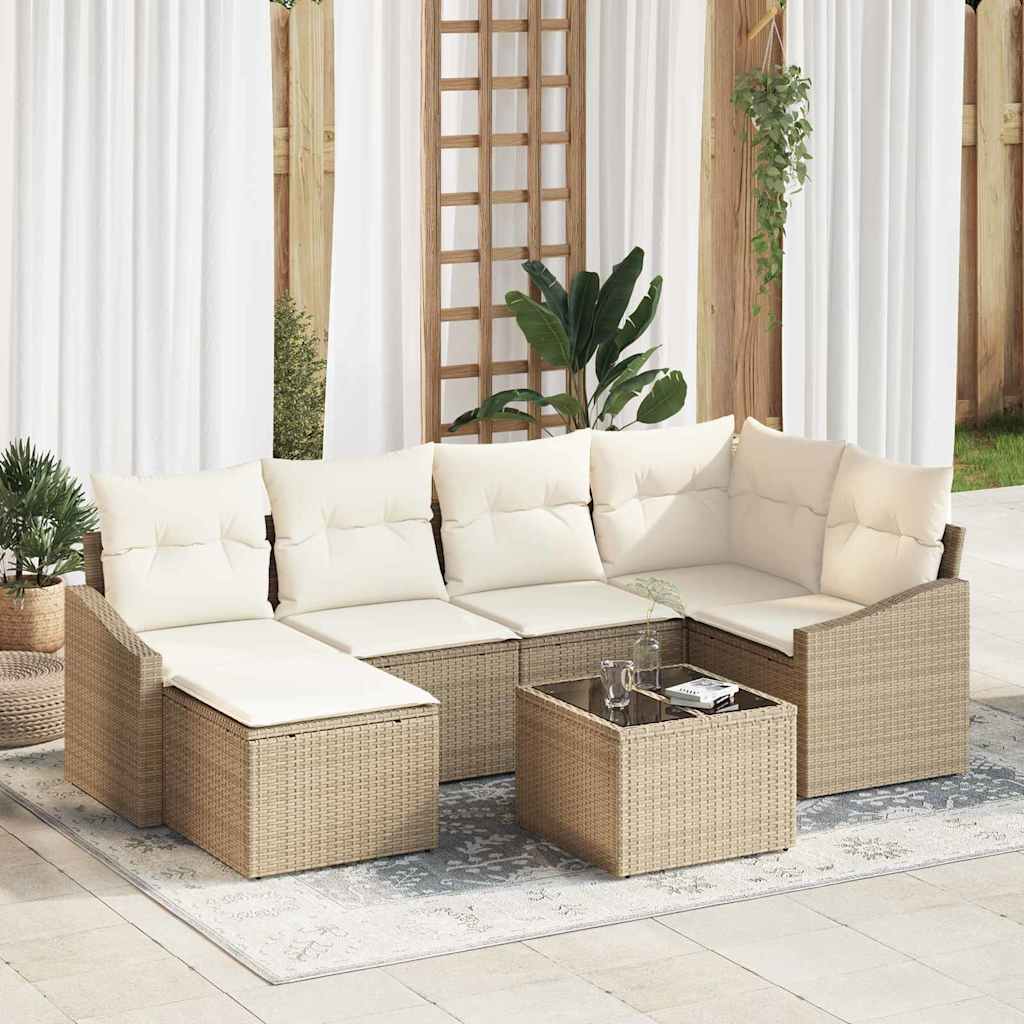 Tuin Eetset Met Kussen Met Opslag 6 Pcs En Crème