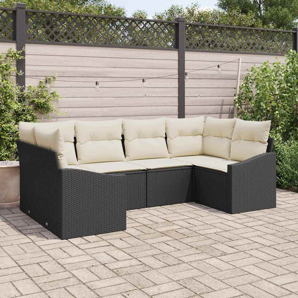 Tuinbankenset Met Opslag 6 Pcs En Crème Poly Rattan