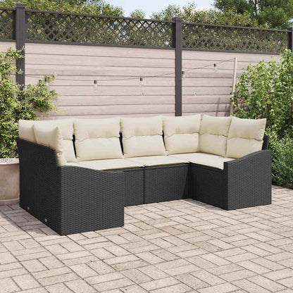 Tuinbankenset Met Opslag 6 Pcs En Crème Poly Rattan