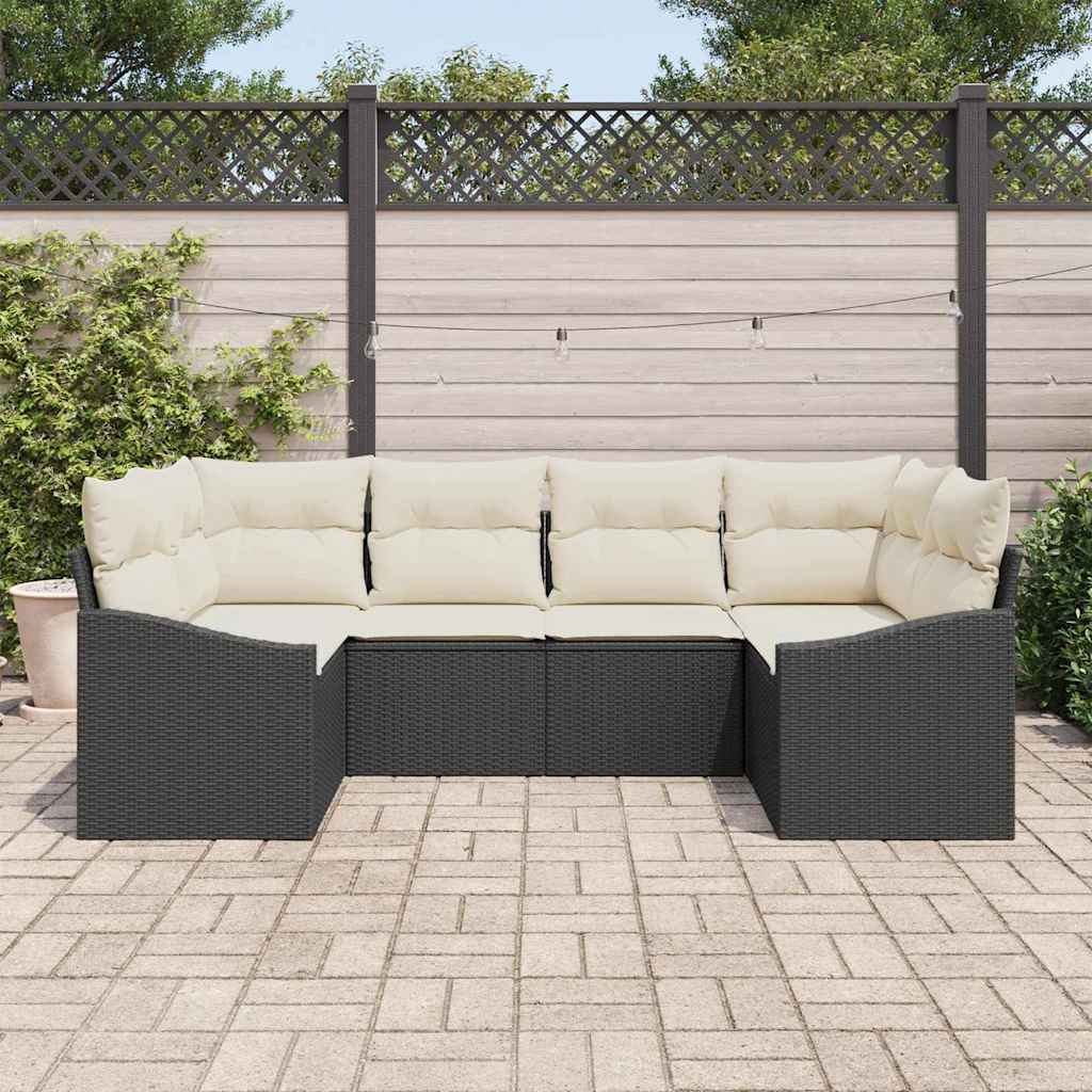 Tuinbankenset Met Opslag 6 Pcs En Crème Poly Rattan