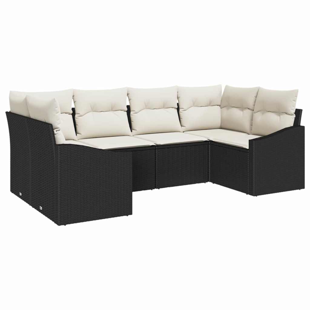 Tuinbankenset Met Opslag 6 Pcs En Crème Poly Rattan