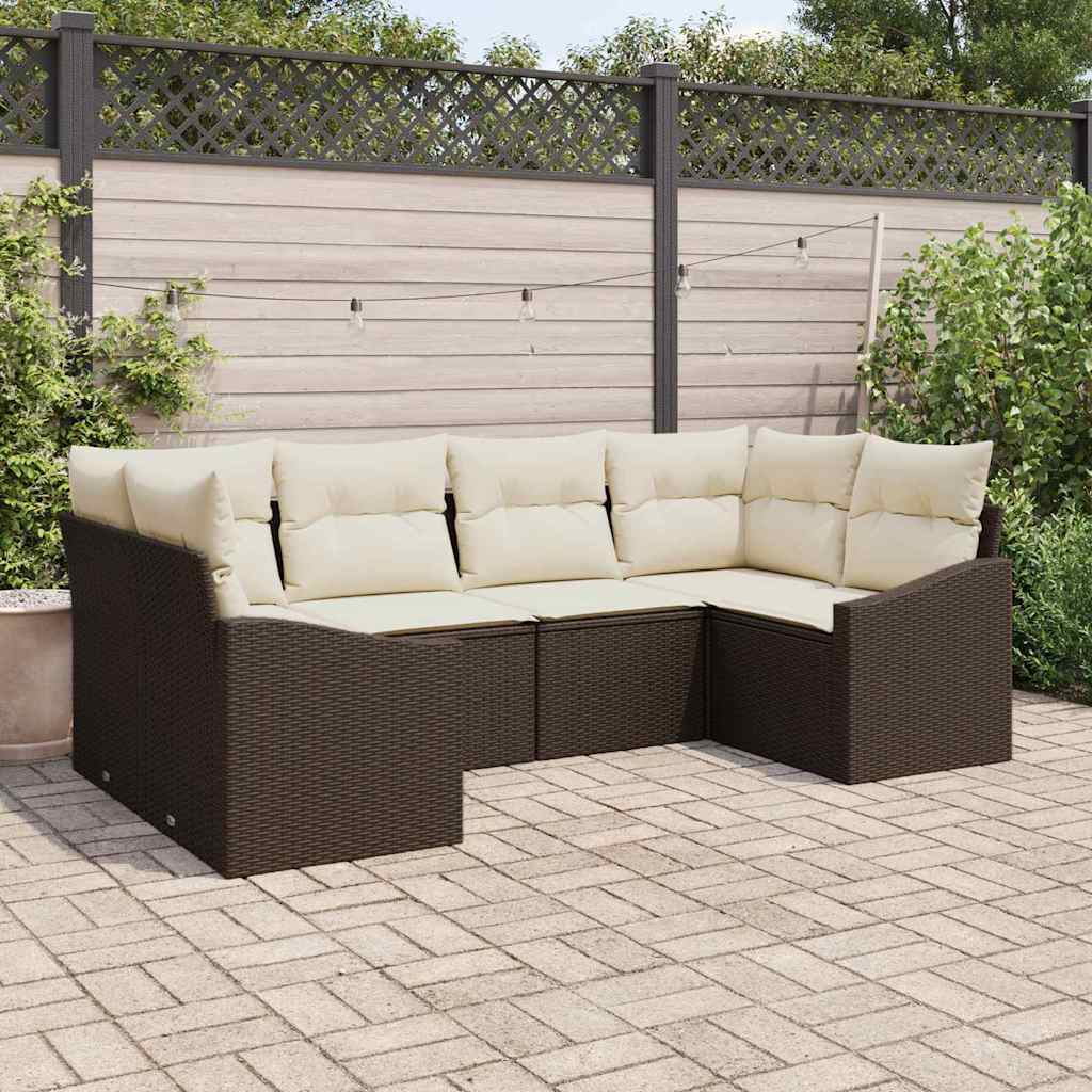 Tuinbankenset Met Opslag 6 Pcs En Crème Poly Rattan