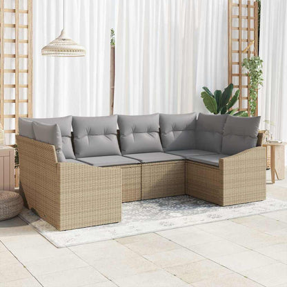 Tuinbankenset Met Opslag 6 Pcs En Crème Poly Rattan