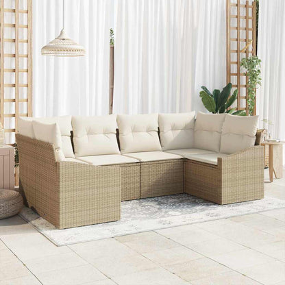 Tuinbankenset Met Opslag 6 Pcs En Crème Poly Rattan