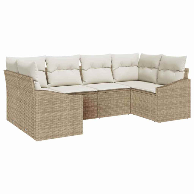 Tuinbankenset Met Opslag 6 Pcs En Crème Poly Rattan