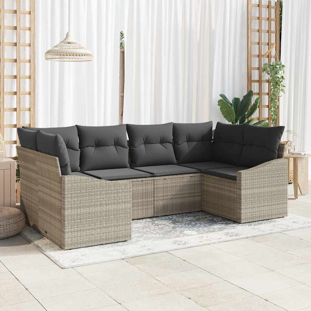 Tuinbankenset Met Opslag 6 Pcs En Crème Poly Rattan