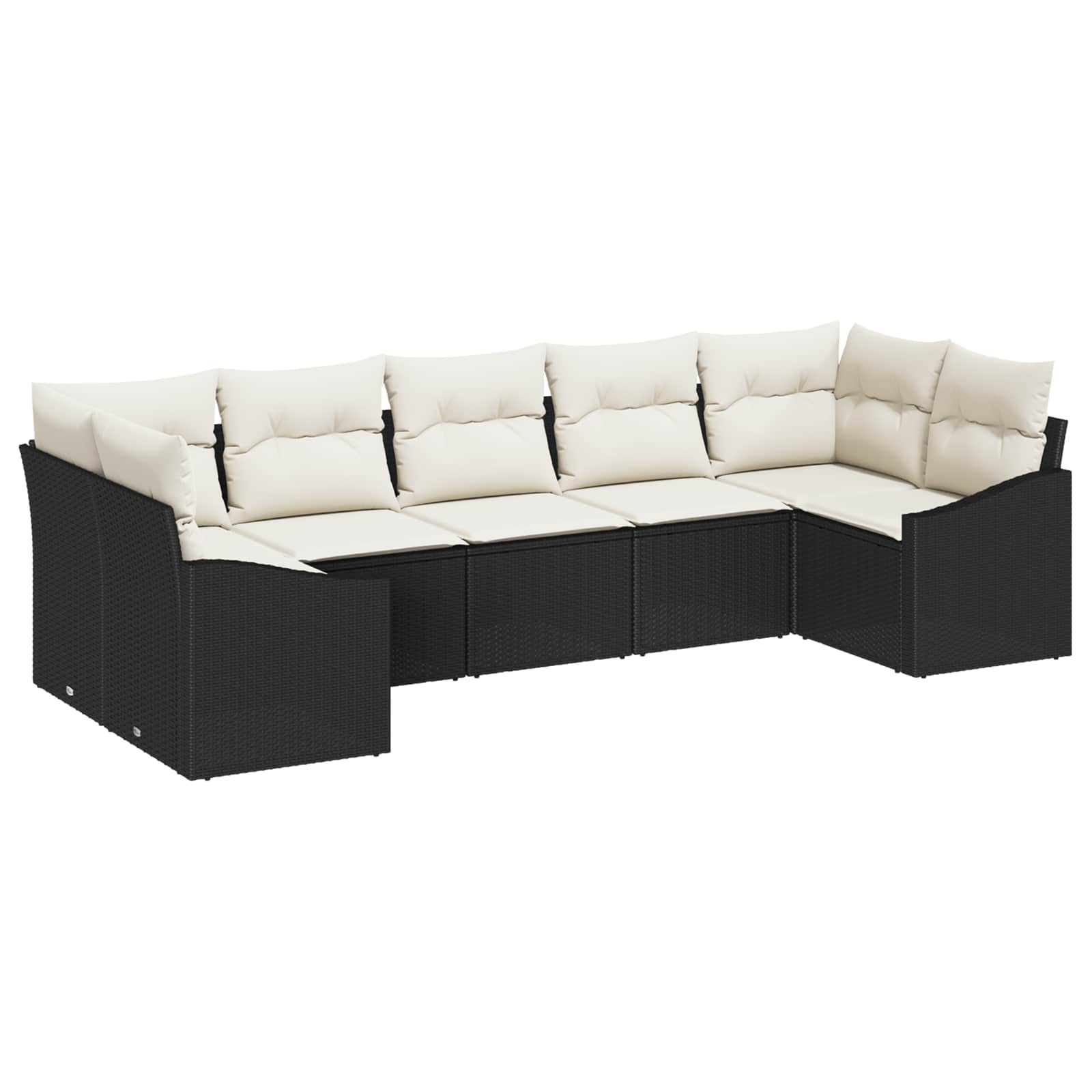 Tuinbankenset Met Opslag 7 Pcs En Crème Poly Rattan