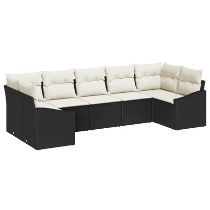 Tuinbankenset Met Opslag 7 Pcs En Crème Poly Rattan