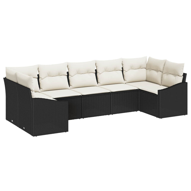 Tuinbankenset Met Opslag 7 Pcs Poly Rattan
