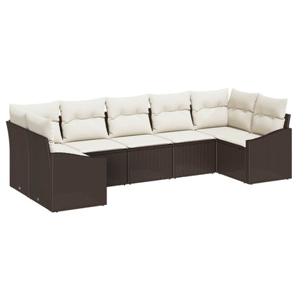Tuinbankenset Met Opslag 7 Pcs En Crème Poly Rattan