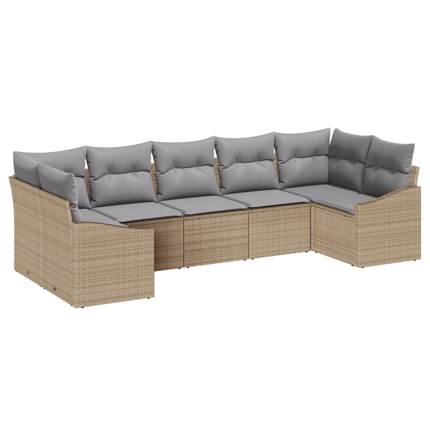 Tuinbankenset Met Opslag 7 Pcs En Crème Poly Rattan