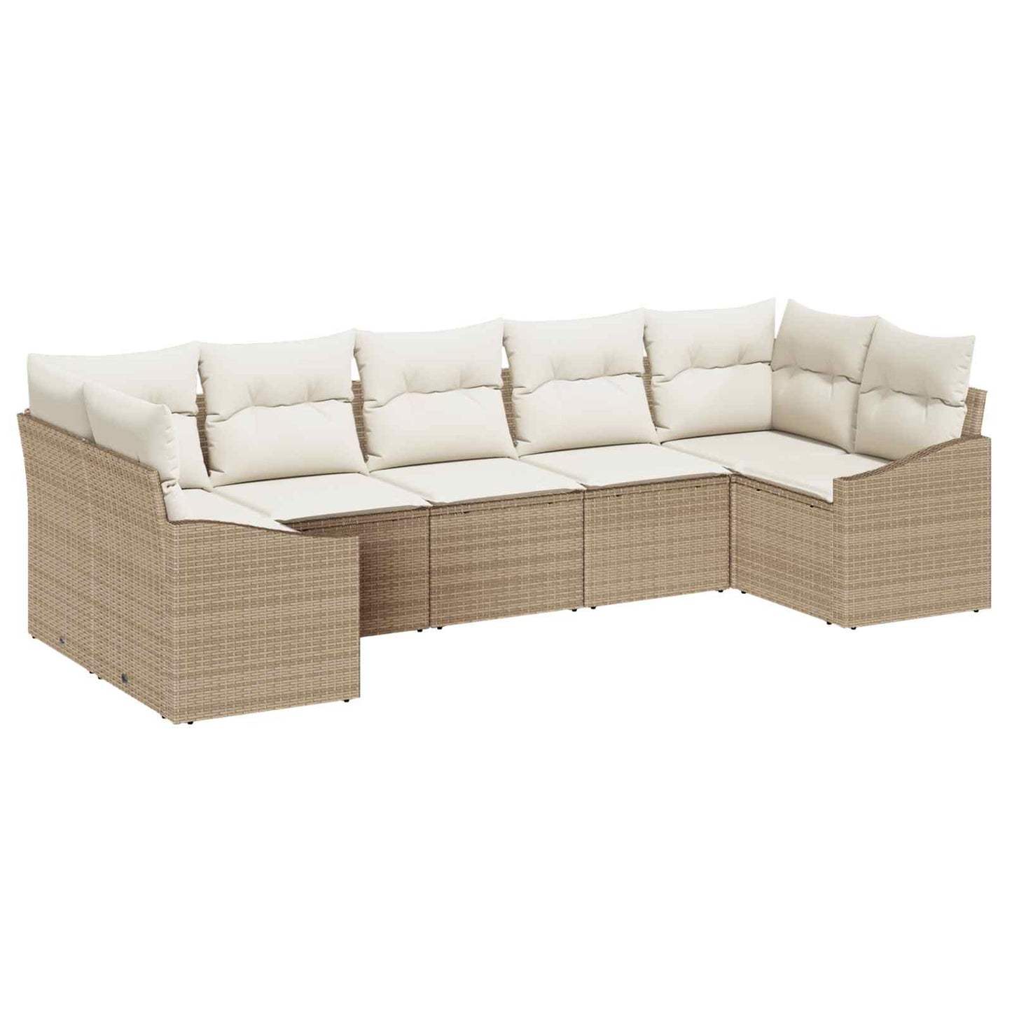 Tuinbankenset Met Opslag 7 Pcs En Crème Poly Rattan
