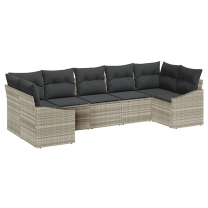 Tuinbankenset Met Opslag 7 Pcs En Crème Poly Rattan