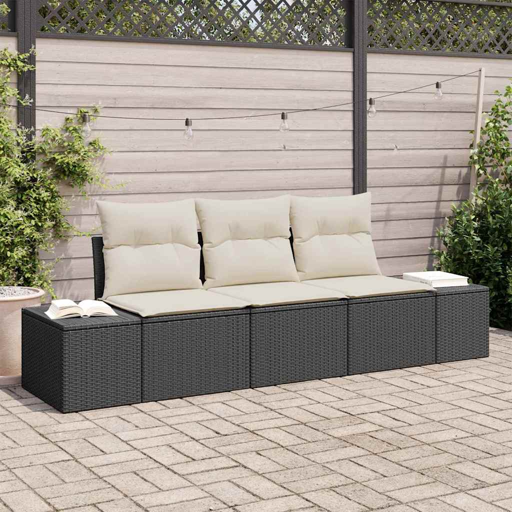 Tuinbankenset Met Opslag 3 Pcs En Crème Poly Rattan