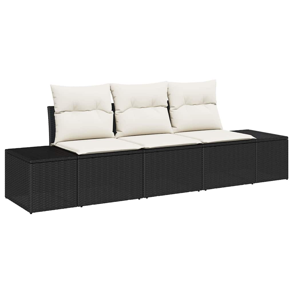 Tuinbankenset Met Opslag 3 Pcs En Crème Poly Rattan