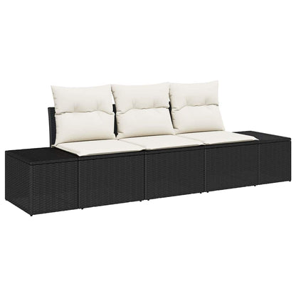 Tuinbankenset Met Opslag 3 Pcs En Crème Poly Rattan