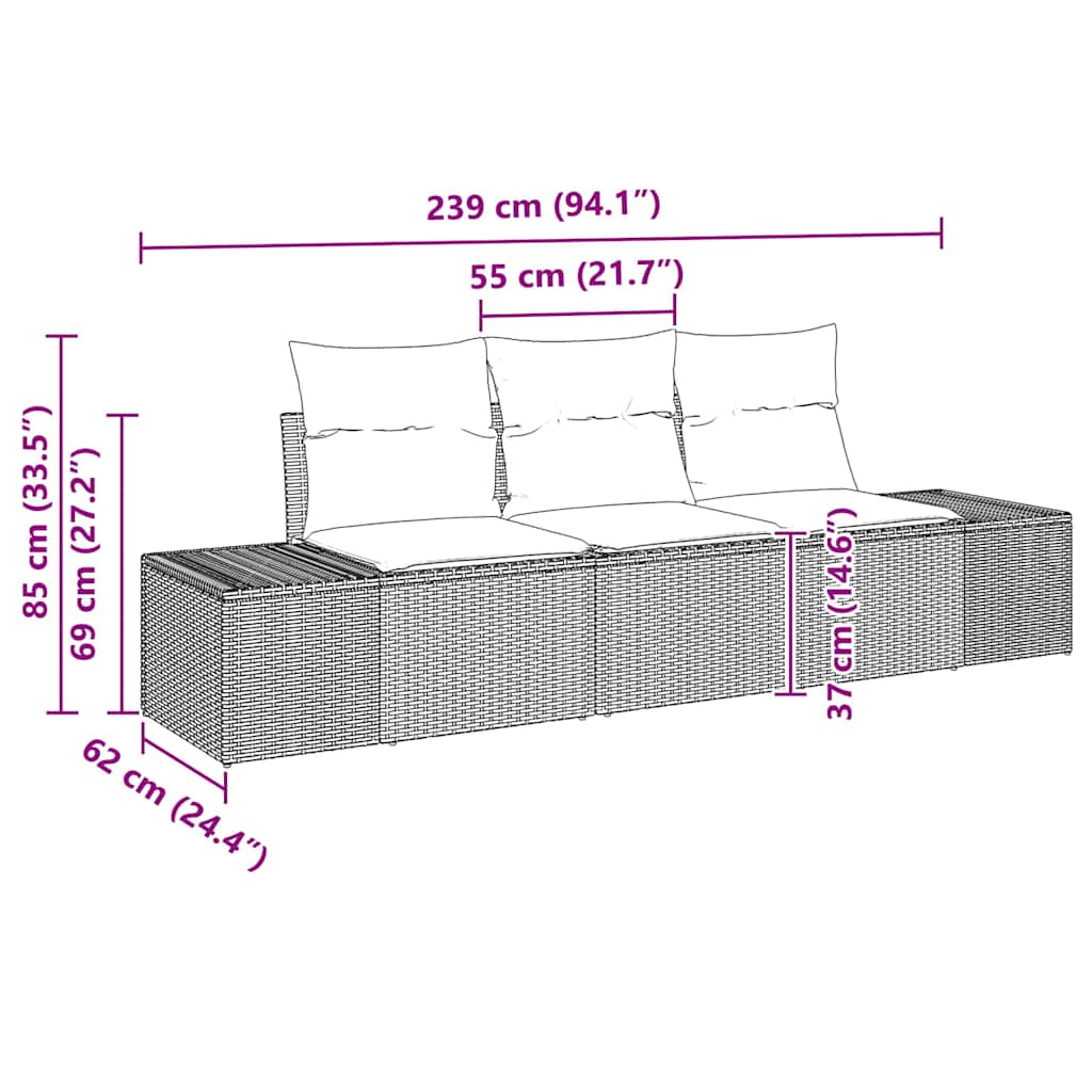 Tuinbankenset Met Opslag 3 Pcs En Crème Poly Rattan