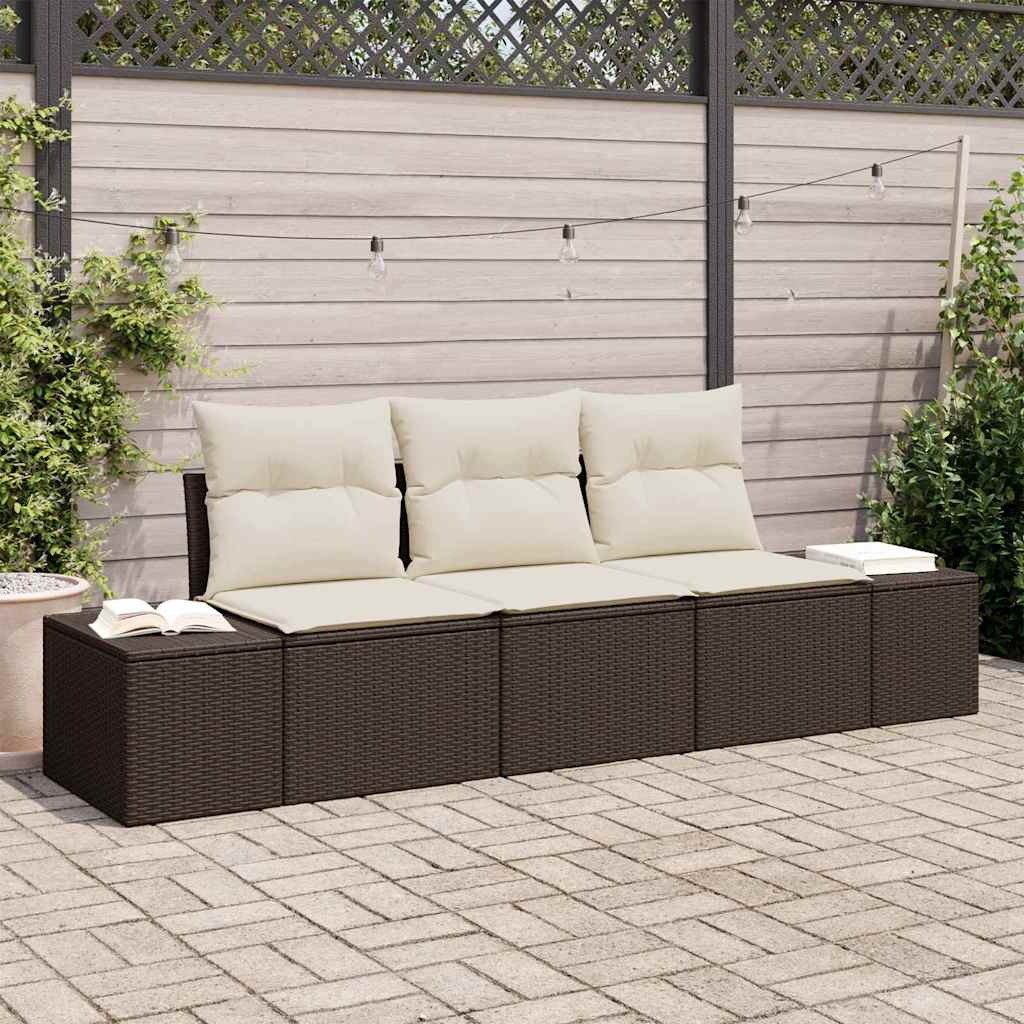 Tuinbankenset Met Opslag 3 Pcs En Crème Poly Rattan