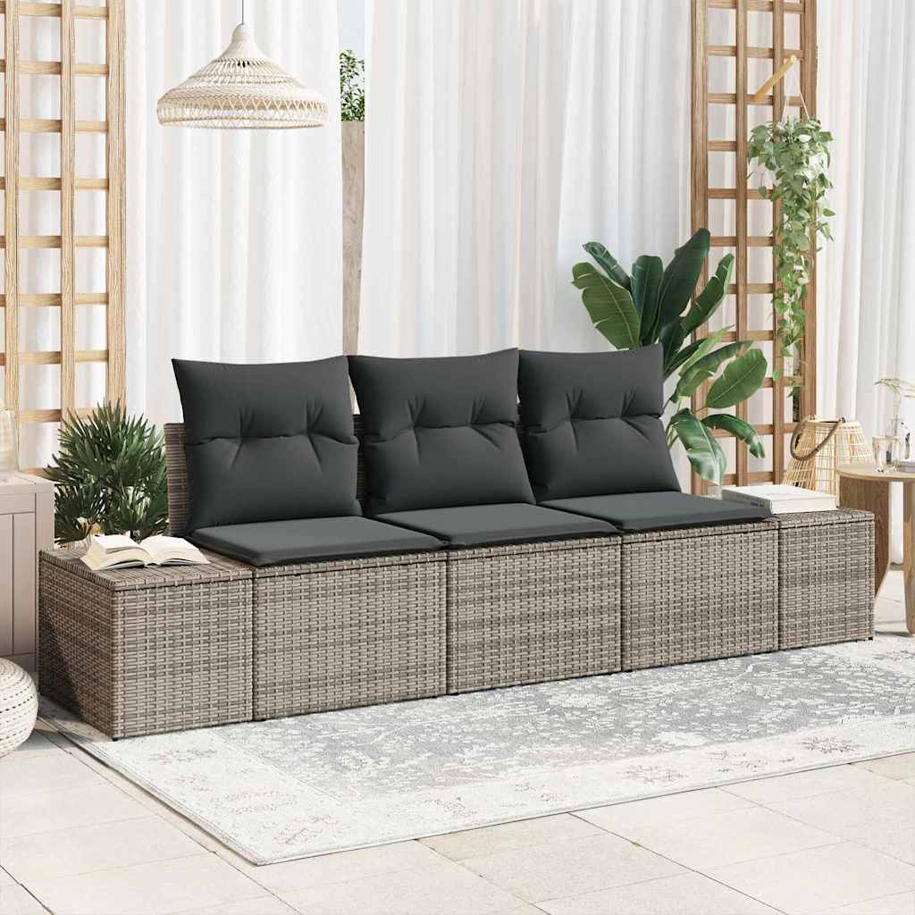 Tuinbankenset Met Opslag 3 Pcs En Crème Poly Rattan