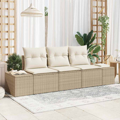 Tuinbankenset Met Opslag 3 Pcs En Crème Poly Rattan