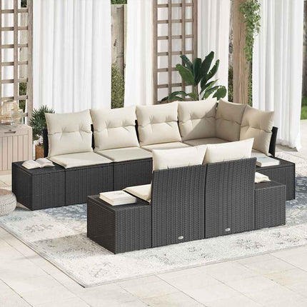 Tuinbankenset Met Opslag 7 Pcs Poly Rattan