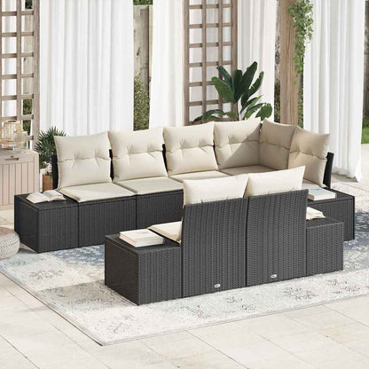 Tuinbankenset Met Opslag 7 Pcs En Crème Poly Rattan