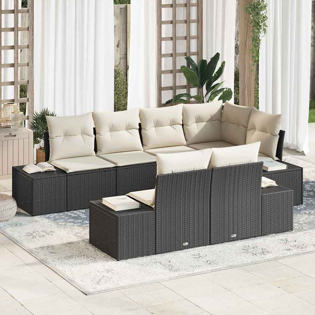 Tuinbankenset Met Opslag 7 Pcs Poly Rattan