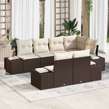 Tuinbankenset Met Opslag 7 Pcs Poly Rattan