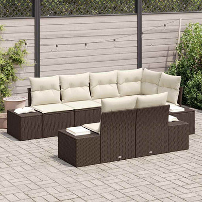 Tuinbankenset Met Opslag 7 Pcs En Crème Poly Rattan