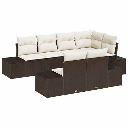 Tuinbankenset Met Opslag 7 Pcs En Crème Poly Rattan