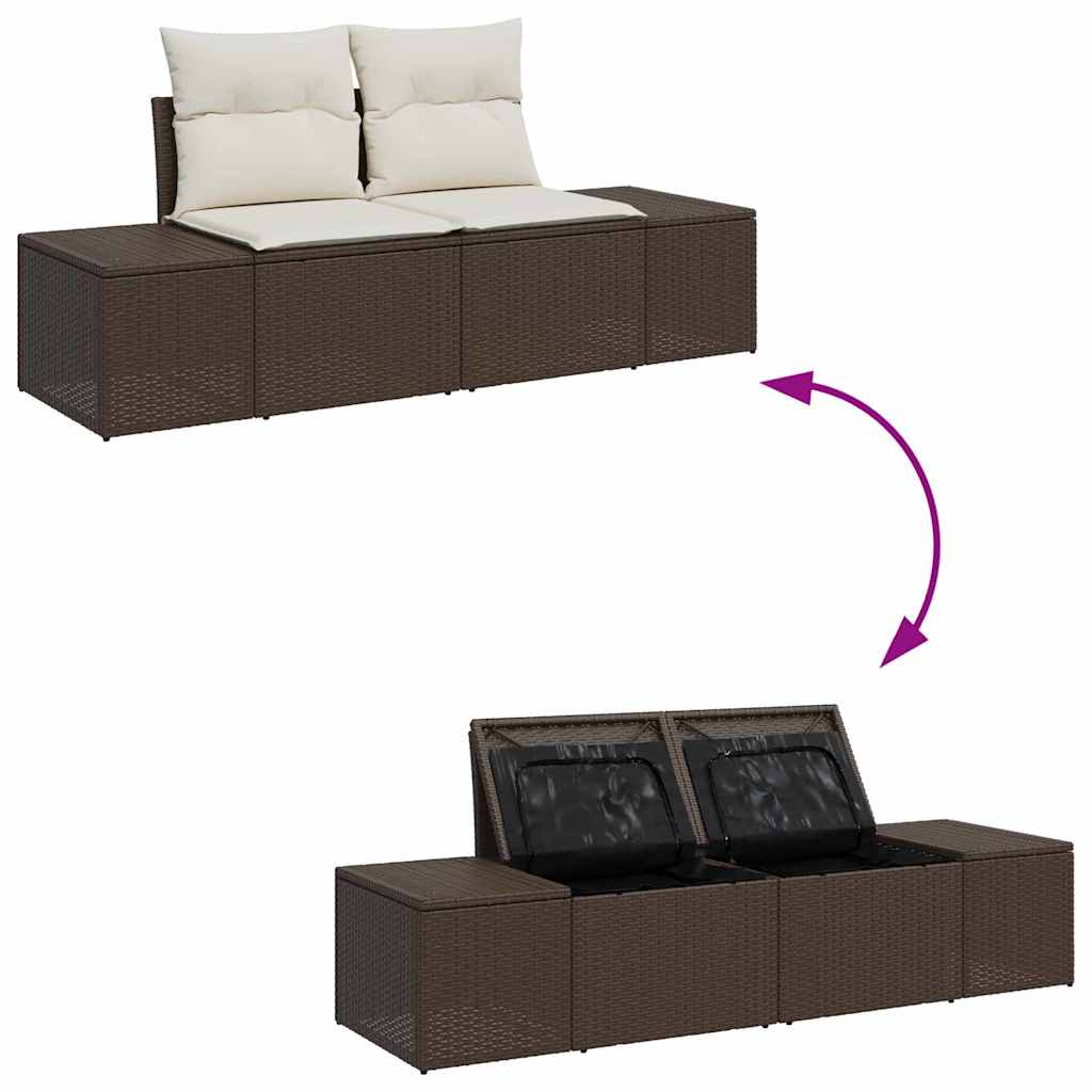 Tuinbankenset Met Opslag 7 Pcs En Crème Poly Rattan