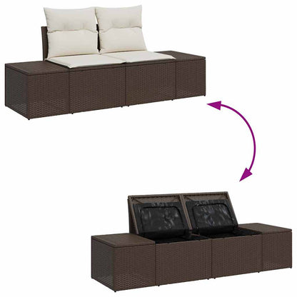 Tuinbankenset Met Opslag 7 Pcs En Crème Poly Rattan