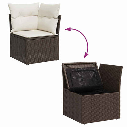Tuinbankenset Met Opslag 7 Pcs En Crème Poly Rattan