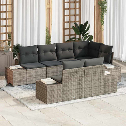 Tuinbankenset Met Opslag 7 Pcs En Crème Poly Rattan
