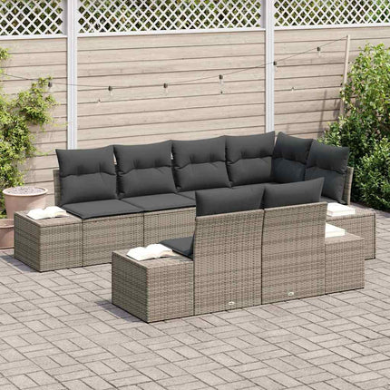 Tuinbankenset Met Opslag 7 Pcs Poly Rattan
