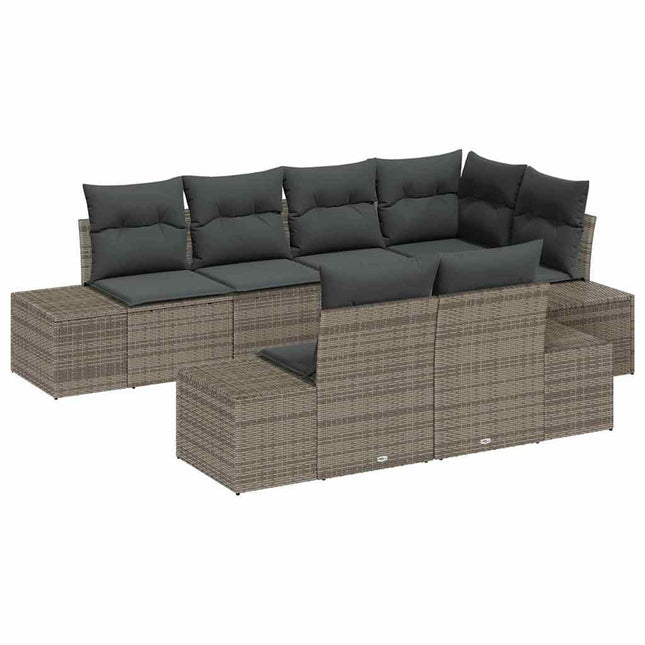 Tuinbankenset Met Opslag 7 Pcs Poly Rattan