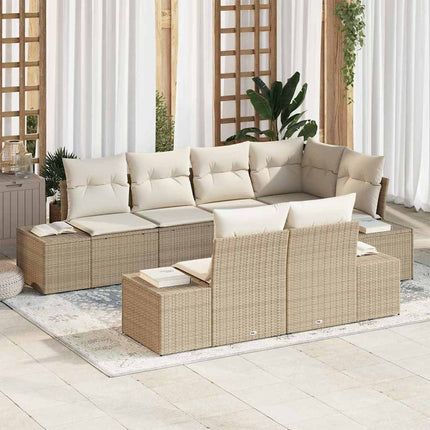 Tuinbankenset Met Opslag 7 Pcs Poly Rattan