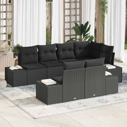 Tuinbankenset Met Opslag 7 Pcs Poly Rattan