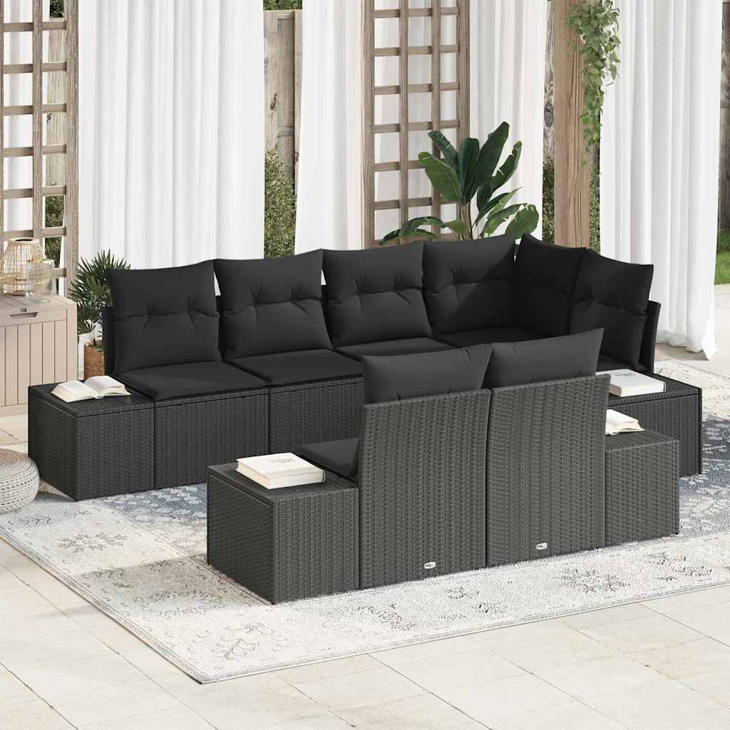 Tuinbankenset Met Opslag 7 Pcs En Crème Poly Rattan