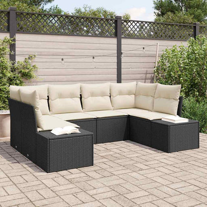 Tuinbankenset Met Opslag 6 Pcs En Crème Poly Riet