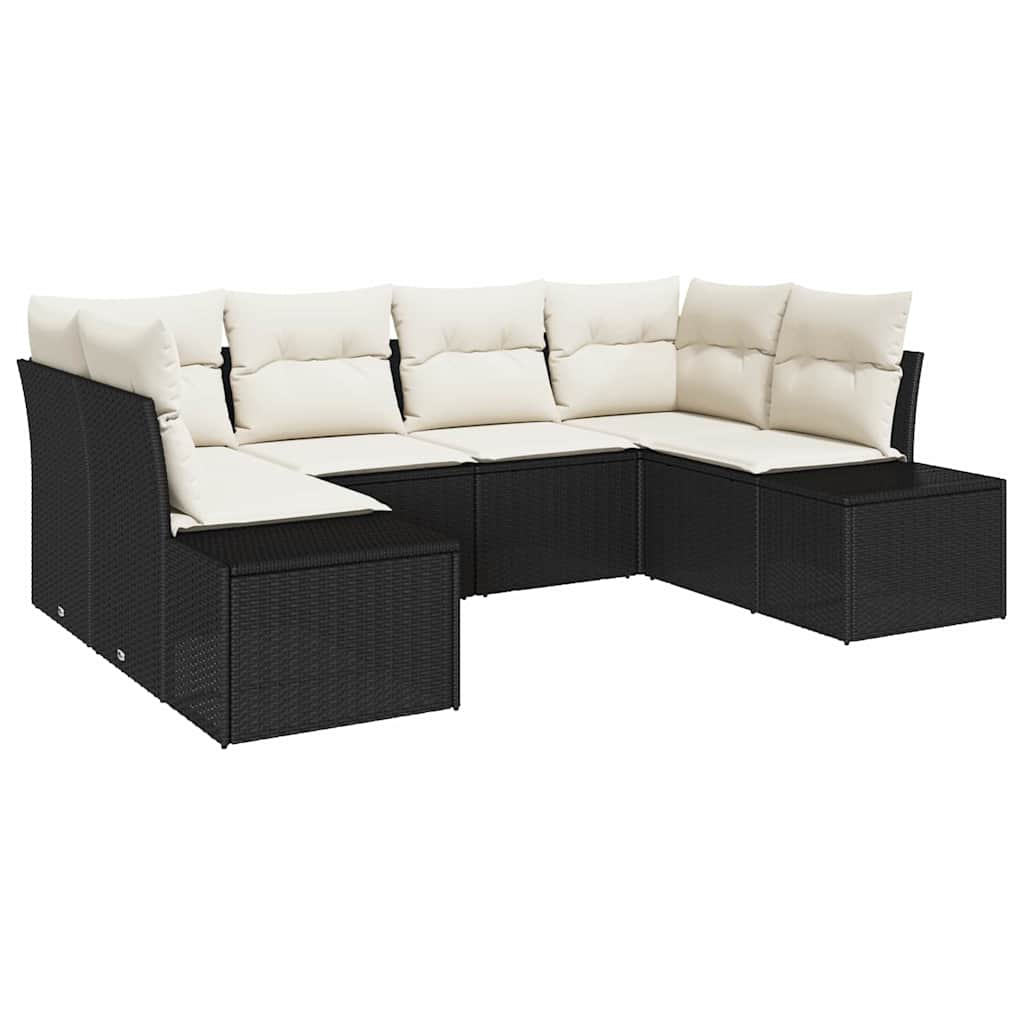 Tuinbankenset Met Opslag 6 Pcs En Crème Poly Riet
