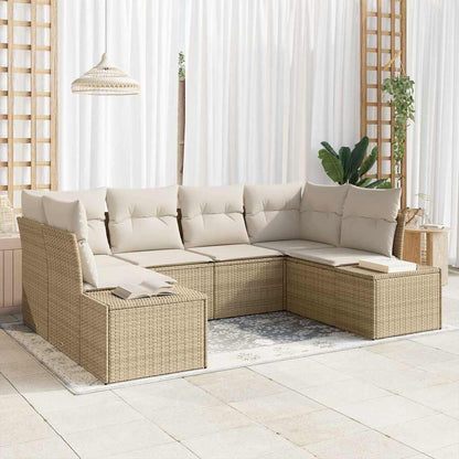Tuinbankenset Met Opslag 6 Pcs En Crème Poly Riet