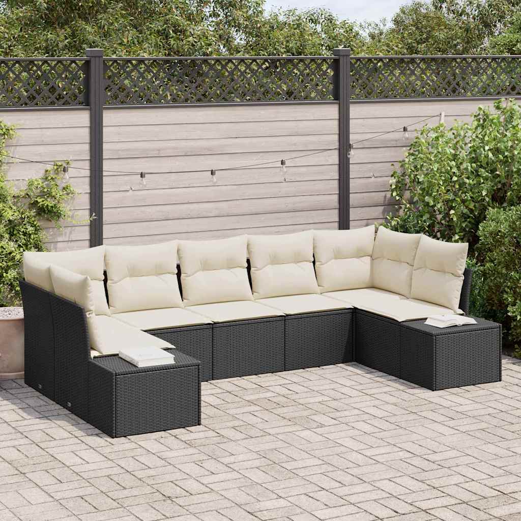 Tuinbankenset Met Opslag 7 Pcs En Crème Poly Riet